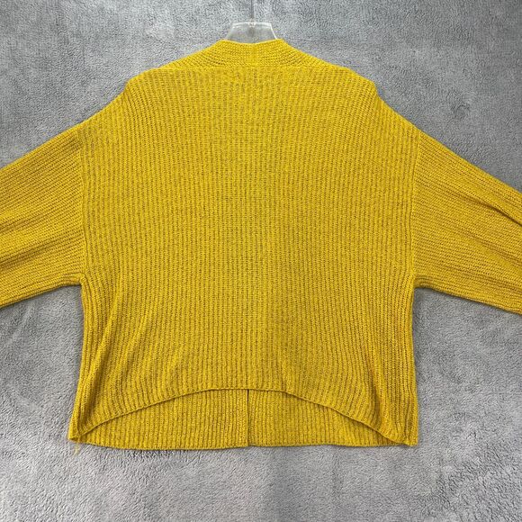 Anthropologie Cardigan Sweater Women Mustard Yellow Tight Knit Open Front Winter - Picture 2 of 11